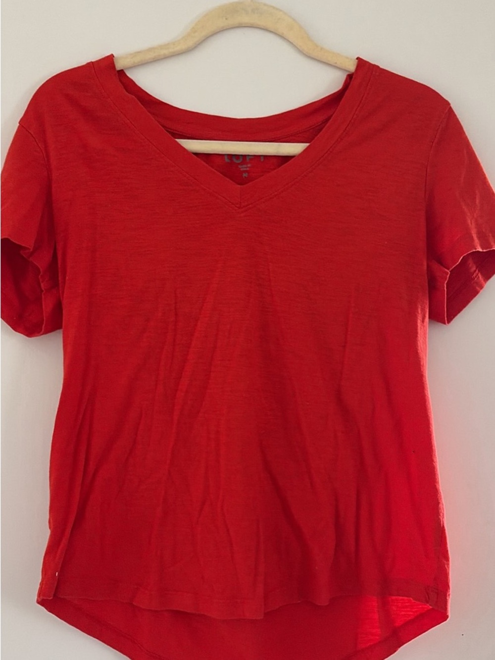 LOFT Red V-Neck Short Sleeve Tee
